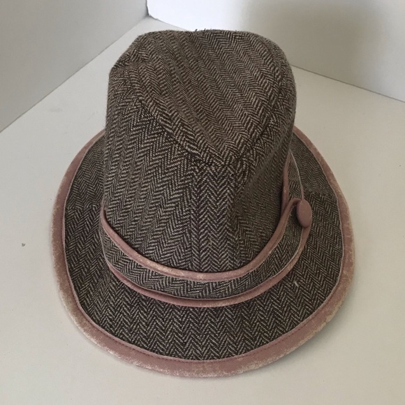 Arden B Brown Tweed Hat with Pink Trim - Picture 1 of 3